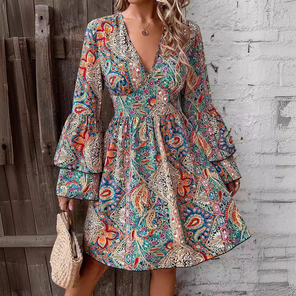 Elegant Floral Print Women Dress