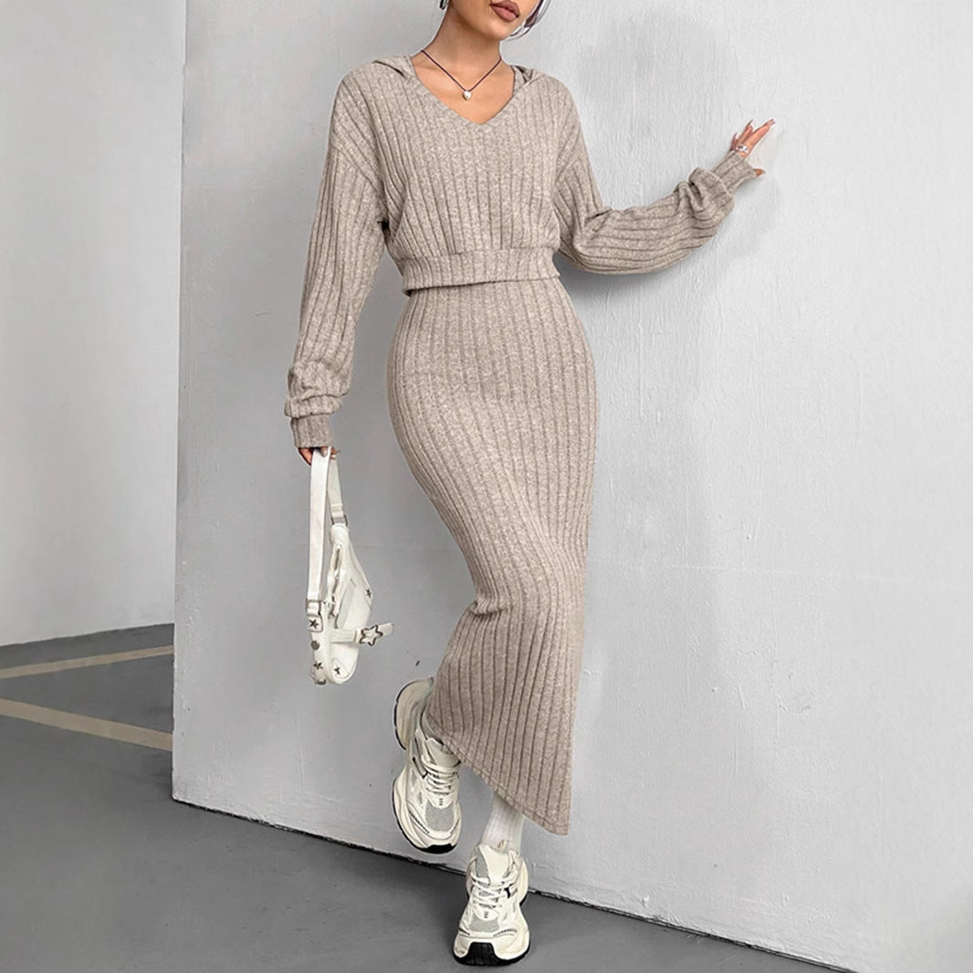 Hoodie Vest Skirt Two-Piece Set