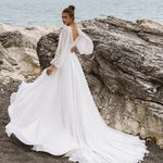 Boho Puff Sleeve Bridal Gown