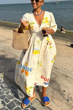 Casual Puff Sleeve Vacation Dress