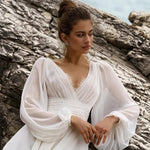Boho Puff Sleeve Bridal Gown
