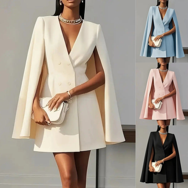 Double Breasted Cape Suit Dress