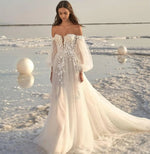 Puff Sleeve Solid Bridal Gown