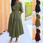 Off-Shoulder Bodycon Tie Waist Dress
