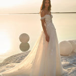Puff Sleeve Solid Bridal Gown
