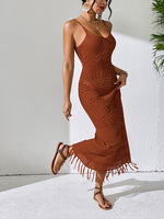 Sleeveless Tassel V-Neck Beach Dress
