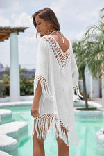 Woven Hollow V-Neck Beach Blouse