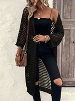 Retro Hollow Knit Long Cardigan