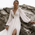Boho Puff Sleeve Bridal Gown