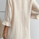 Cotton Linen Breasted Loose Shirt Dress