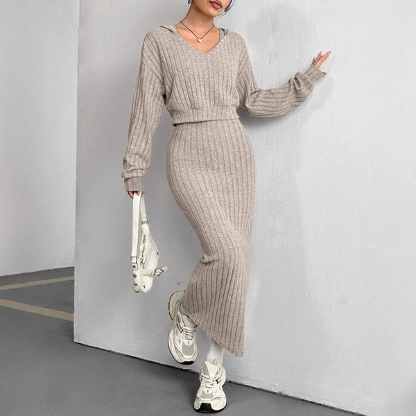 Hoodie Vest Skirt Two-Piece Set