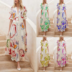 Elegant Print V-Neck A-Line Dress