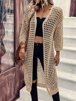 Retro Hollow Knit Long Cardigan