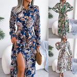 Floral Belted Shirt Maxi Dress