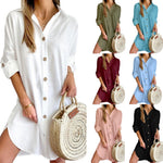 Autumn Lapel Button Shirt Dress