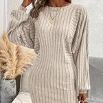 Irregular Stripe Long Sleeve Knit Dress