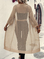 Retro Hollow Knit Long Cardigan