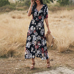 Floral V-Neck High Waist Dress